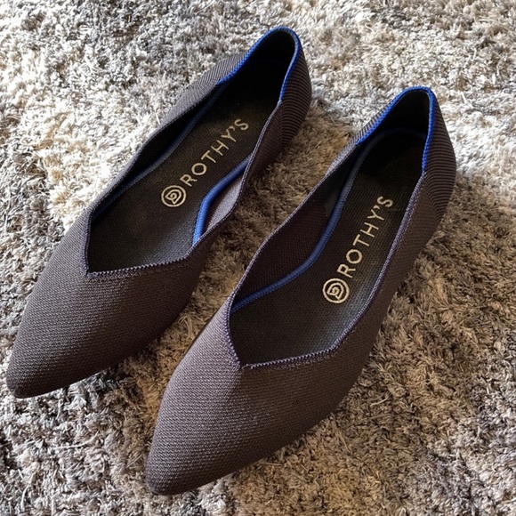 Rothys • blue black pointed toe points flats shoes - Picture 1 of 6